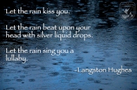 Let the rain kiss you. Let the rain beat upon your head with silver liquid drops. Let the rain sing you a lullaby. -Langston Hughes