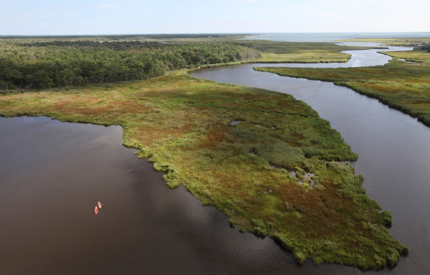 Aerial view of Long Island National Wildlife Refuge.