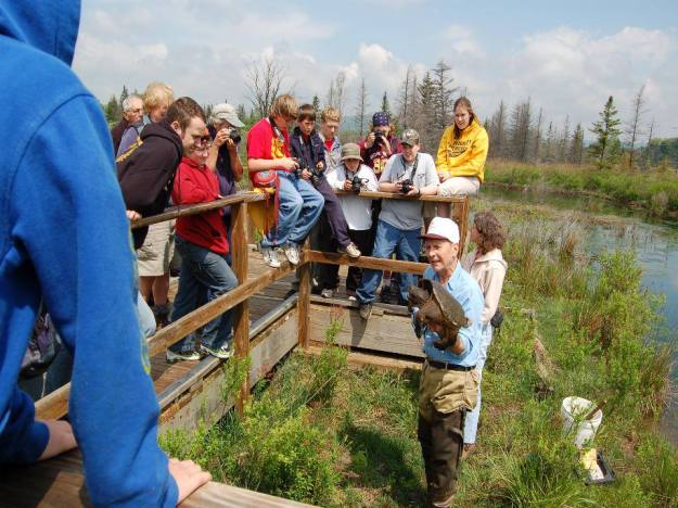 Visitors learning about turtles at Canaan Valley National Wildlife Refuge
